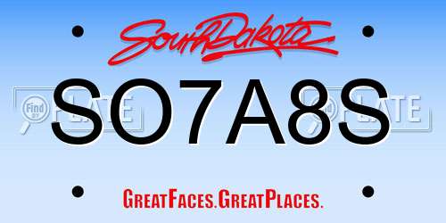 SO7A8S South Dakota License Plate
