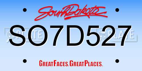 SO7D527 South Dakota License Plate