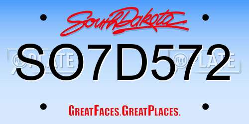 SO7D572 South Dakota License Plate