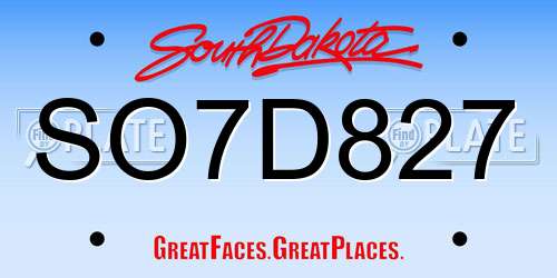 SO7D827 South Dakota License Plate