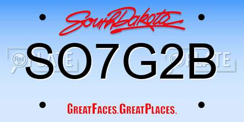 SO7G2B South Dakota License Plate