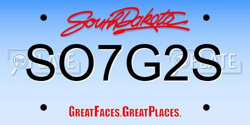 SO7G2S South Dakota License Plate