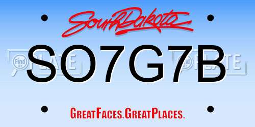SO7G7B South Dakota License Plate