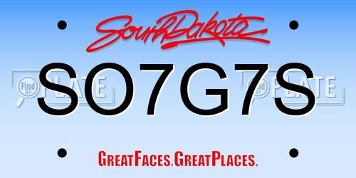 SO7G7S South Dakota License Plate