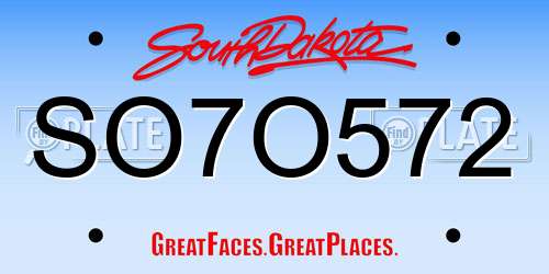 SO7O572 South Dakota License Plate