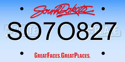 SO7O827 South Dakota License Plate