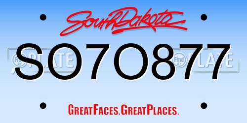 SO7O877 South Dakota License Plate