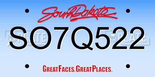 SO7Q522 South Dakota License Plate