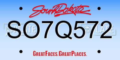 SO7Q572 South Dakota License Plate