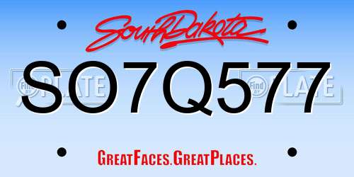 SO7Q577 South Dakota License Plate