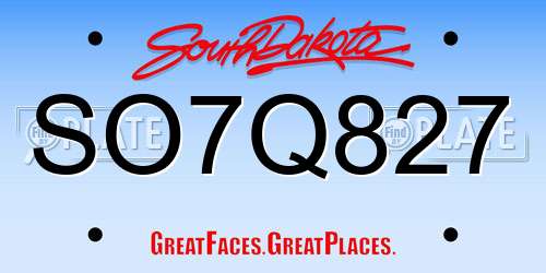 SO7Q827 South Dakota License Plate