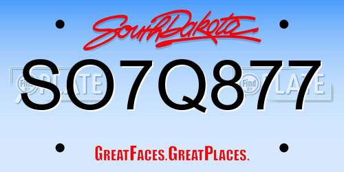 SO7Q877 South Dakota License Plate