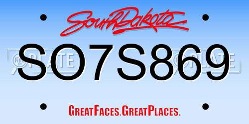 SO7S869 South Dakota License Plate