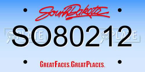SO80212 South Dakota License Plate