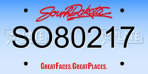 SO80217 South Dakota License Plate