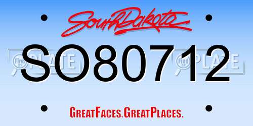 SO80712 South Dakota License Plate