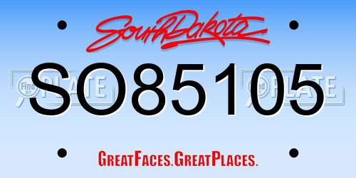 SO85105 South Dakota License Plate