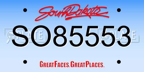 SO85553 South Dakota License Plate