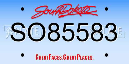 SO85583 South Dakota License Plate