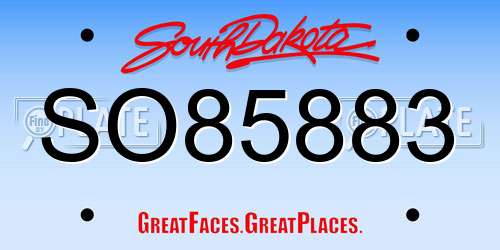 SO85883 South Dakota License Plate