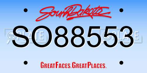 SO88553 South Dakota License Plate