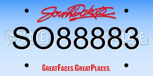 SO88883 South Dakota License Plate