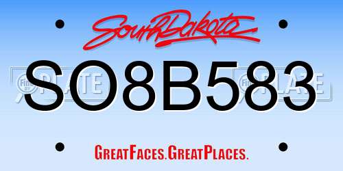 SO8B583 South Dakota License Plate