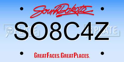 SO8C4Z South Dakota License Plate