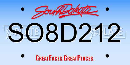 SO8D212 South Dakota License Plate