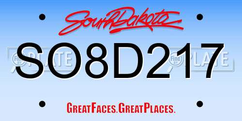 SO8D217 South Dakota License Plate
