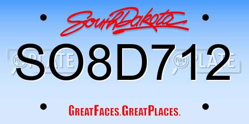 SO8D712 South Dakota License Plate