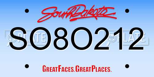 SO8O212 South Dakota License Plate