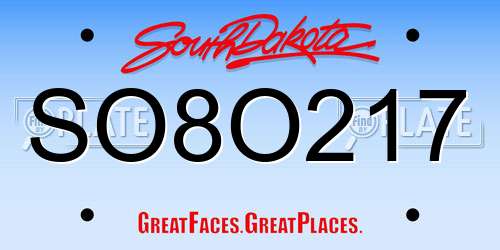 SO8O217 South Dakota License Plate