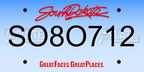 SO8O712 South Dakota License Plate