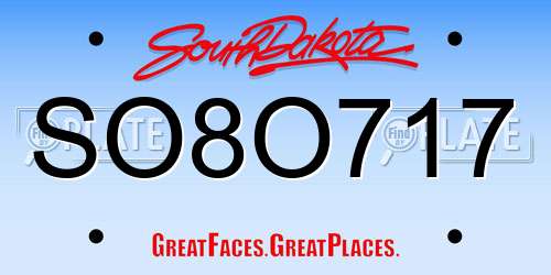 SO8O717 South Dakota License Plate