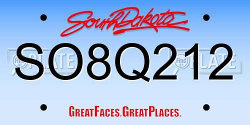 SO8Q212 South Dakota License Plate