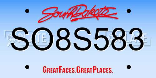 SO8S583 South Dakota License Plate