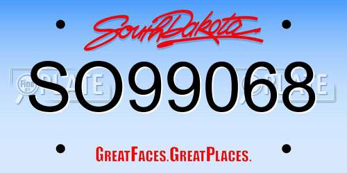 SO99068 South Dakota License Plate