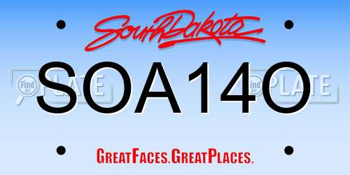 SOA14O South Dakota License Plate