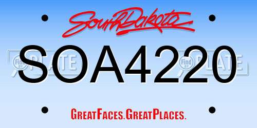 SOA4220 South Dakota License Plate