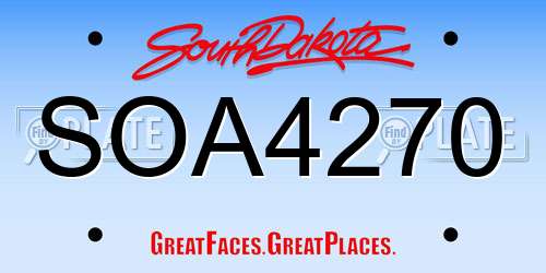 SOA4270 South Dakota License Plate
