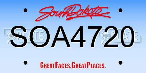 SOA4720 South Dakota License Plate