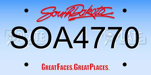 SOA4770 South Dakota License Plate