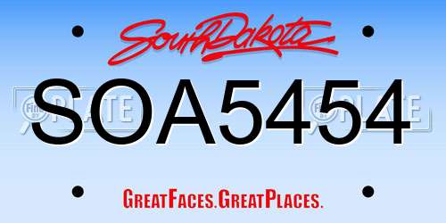 SOA5454 South Dakota License Plate