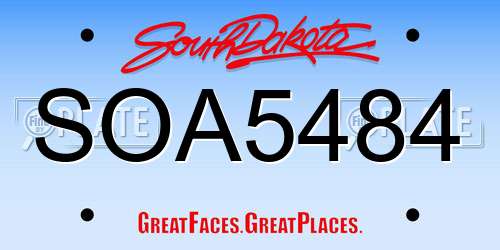 SOA5484 South Dakota License Plate