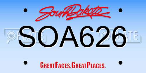 SOA626 South Dakota License Plate
