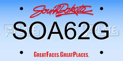 SOA62G South Dakota License Plate