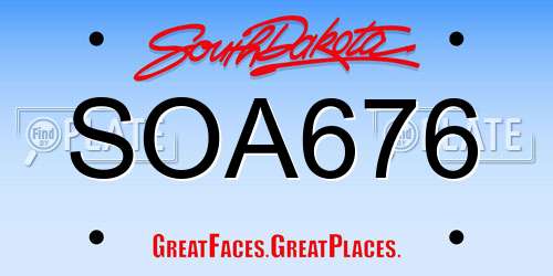 SOA676 South Dakota License Plate