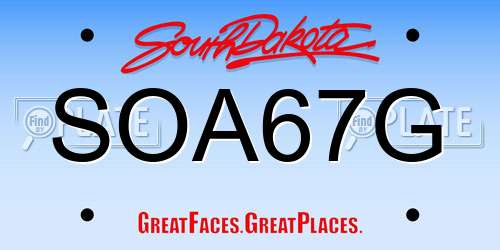 SOA67G South Dakota License Plate