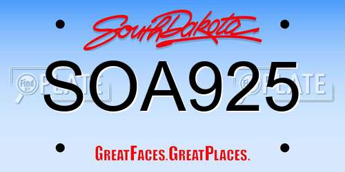 SOA925 South Dakota License Plate